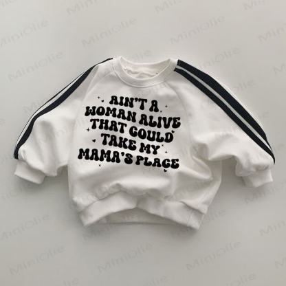 AIN'T A WOMAN ALIVE THAT COULD TAKE MY MAMA'S PLACE – Baby Sweatshirt mit Gestreift, weiß. - Weiß - 2-3J - image 1