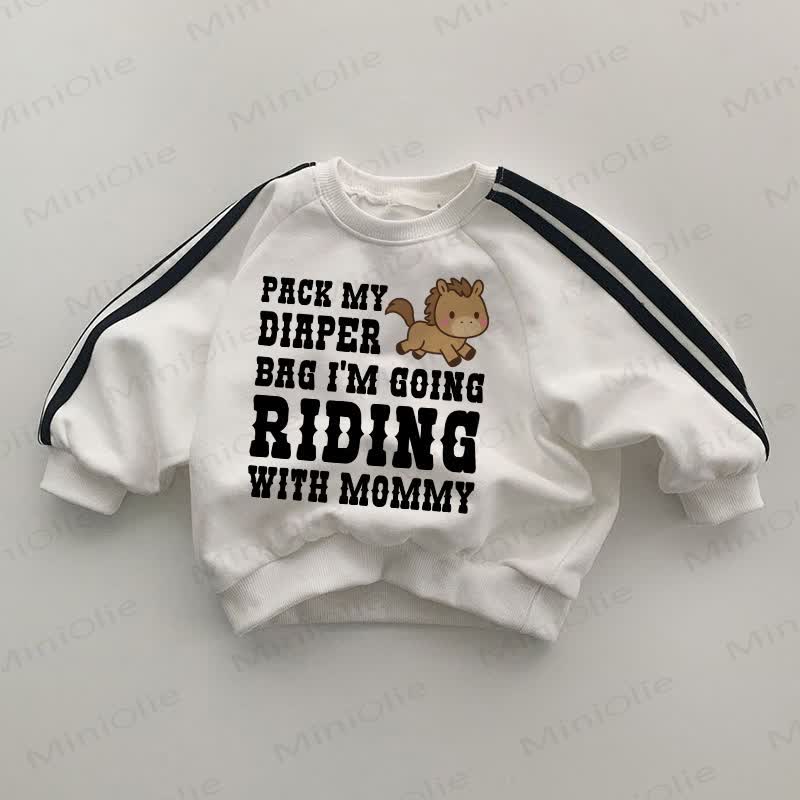 Pack MY Wickeltasche , I'M fahre mit Mama! Baby Sweatshirt mit Gestreift , weiß. - Weiß - 2-3J - image 1