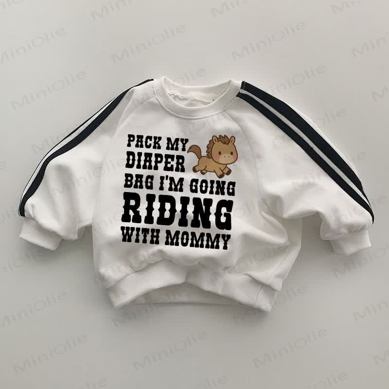 Pack MY Wickeltasche , I'M fahre mit Mama! Baby Sweatshirt mit Gestreift , weiß. - Weiß - 2-3J - image 1