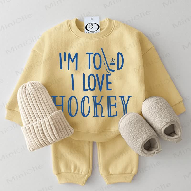 I'M TOLD I LOVE HOCKEY – Baby Sweatshirt Set, 2-teilig , Gelb - Gelb - 2-3J - image 1
