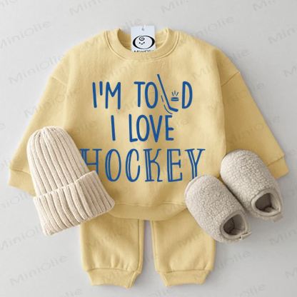 I'M TOLD I LOVE HOCKEY – Baby Sweatshirt Set, 2-teilig , Gelb - Gelb - 2-3J - image 1