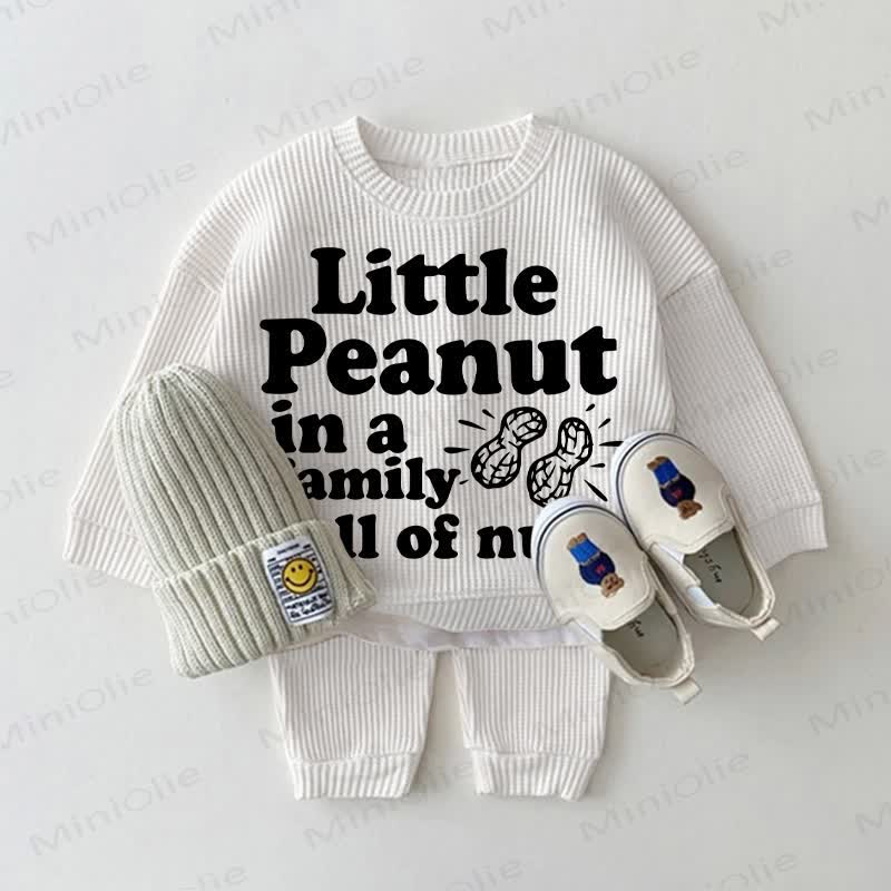LITTLE PEANUT IN A FAMILY FULL OF NUTS Baby Waffel 2-teiliges Set - Weiß - 18-24M - image 1
