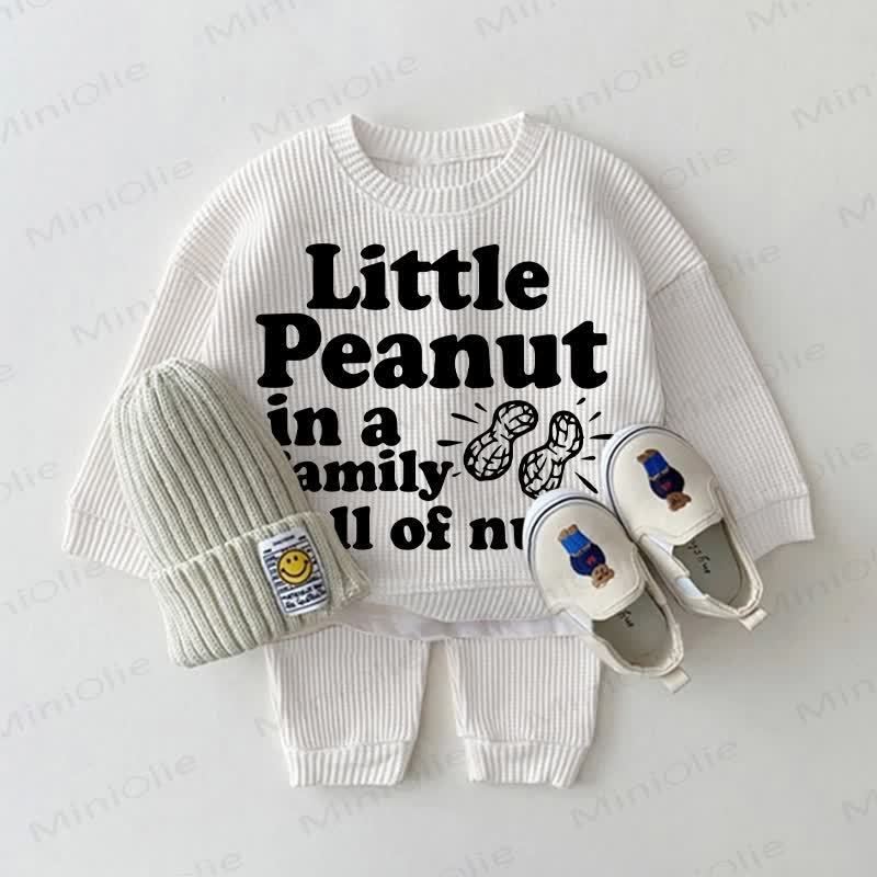 LITTLE PEANUT IN A FAMILY FULL OF NUTS Baby Waffel 2-teiliges Set - Weiß - 18-24M - image 1
