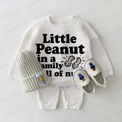 LITTLE PEANUT IN A FAMILY FULL OF NUTS Baby Waffel 2-teiliges Set - Weiß - 18-24M - image 1