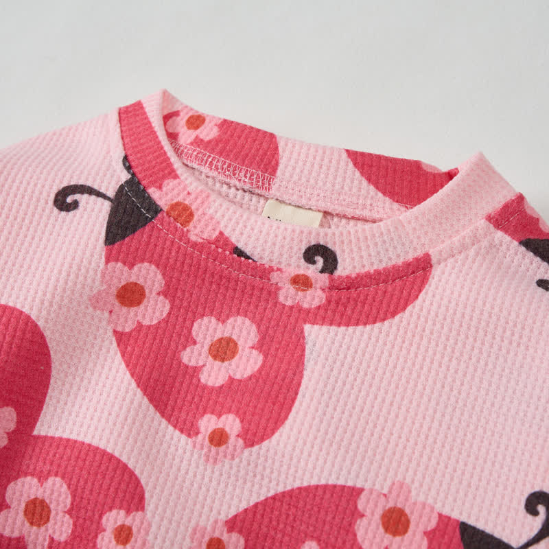  Baby Kleinkind Sweatshirt Set mit Rosa Blumen und Marienkäfer , 2-teilig - image 5