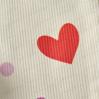 Baby Kleinkind Overalls aus Bunt Cord mit Beige Herzen und Punkte  - image 7