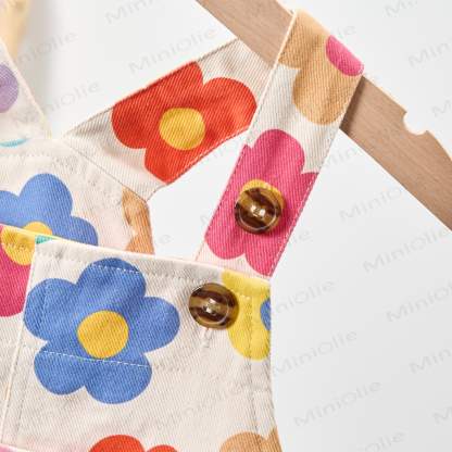 Baby Kleinkind Dopamin Blumen Weißer Overalls - image 3