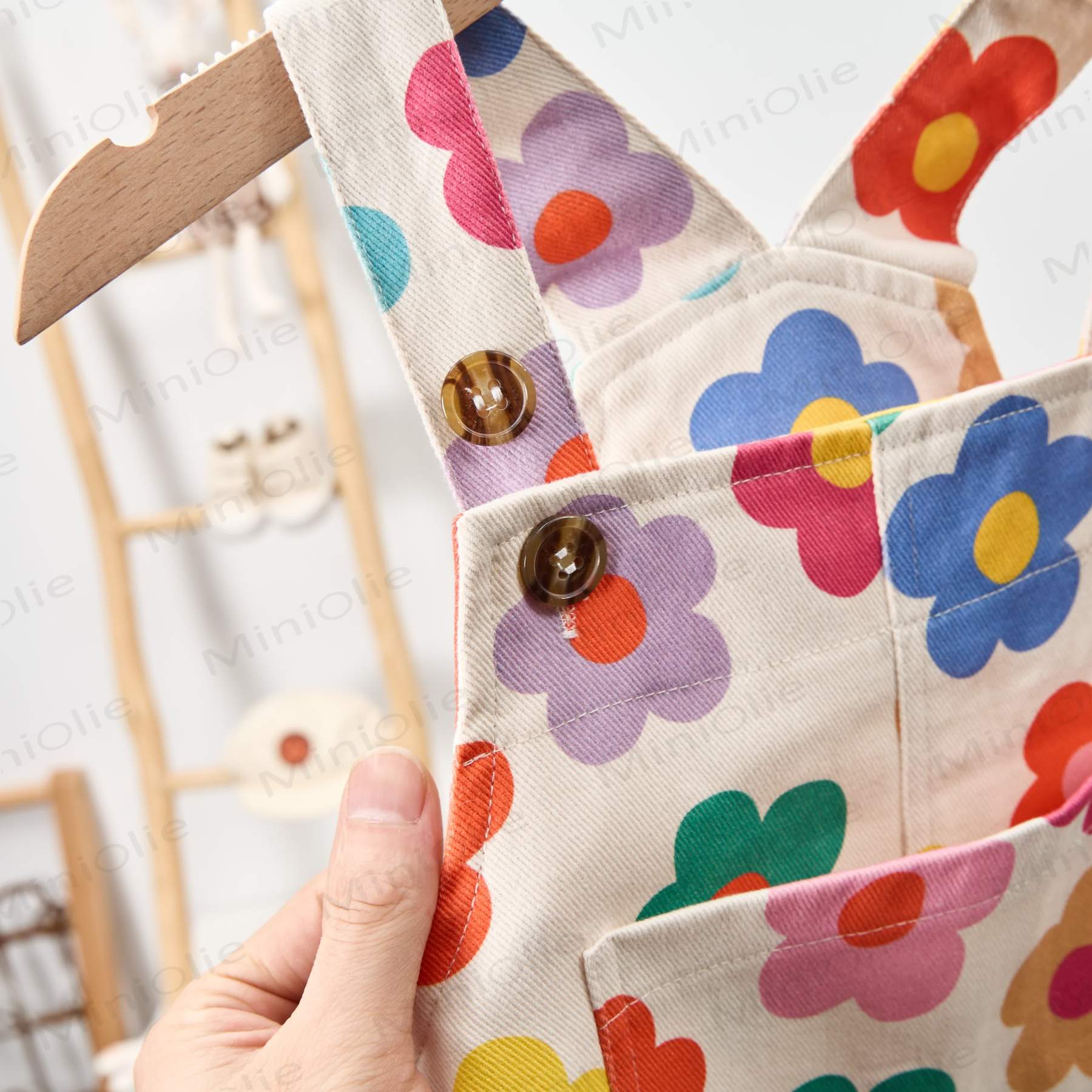 Baby Kleinkind Dopamin Blumen Weißer Overalls - image 2