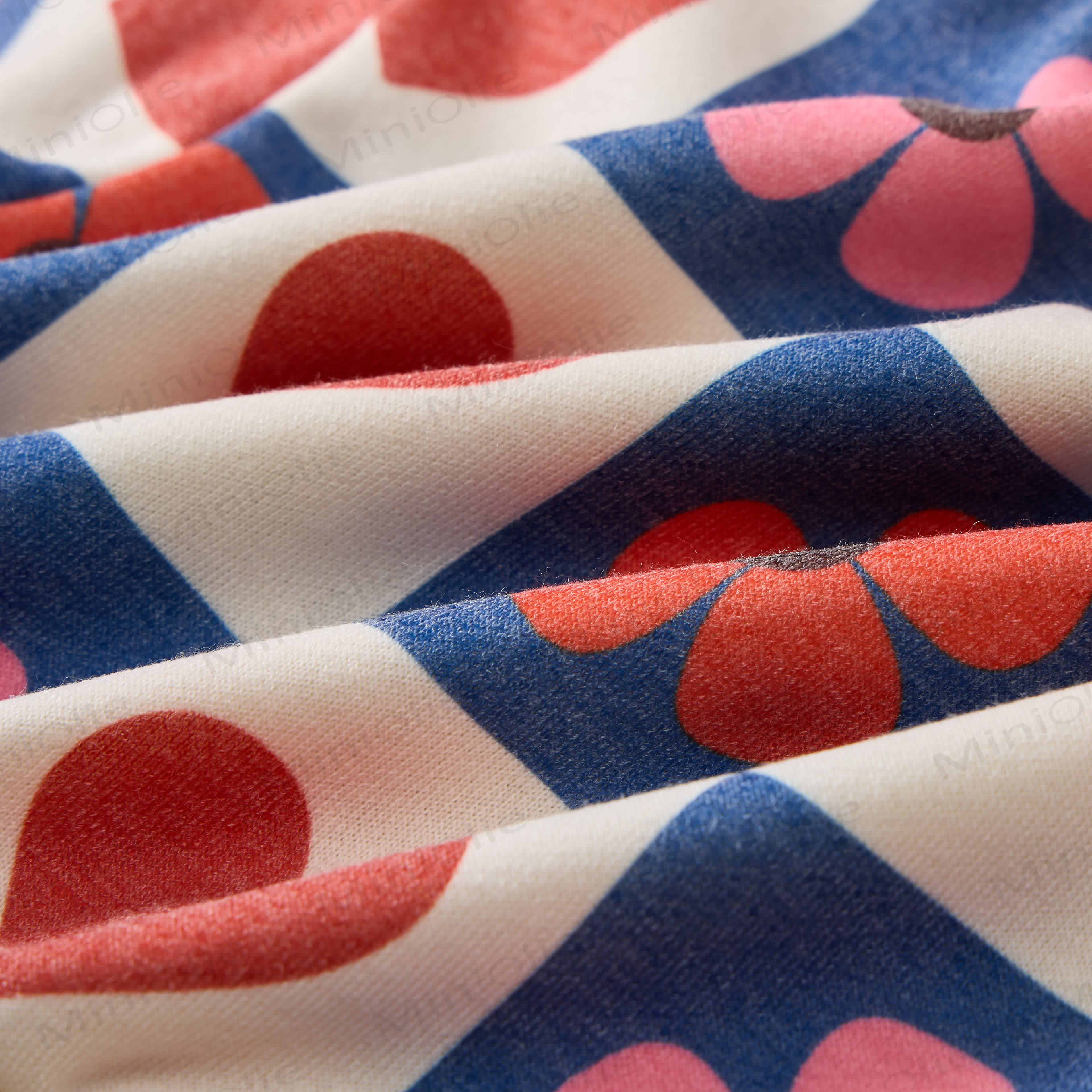 Baby Sweatshirt Set mit Kariert Herzen und Blumen, Beige , 2-teilig - image 5