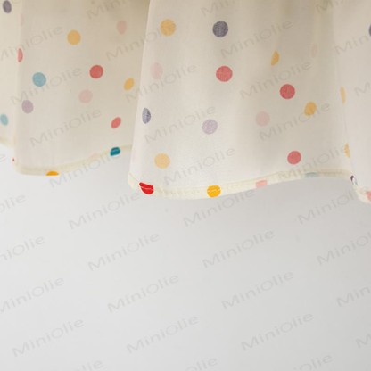 Baby Kleinkind Mädchen-Kleid mit Schleife , Blau kariert , mit Blume / Beige Punkt  - image 11