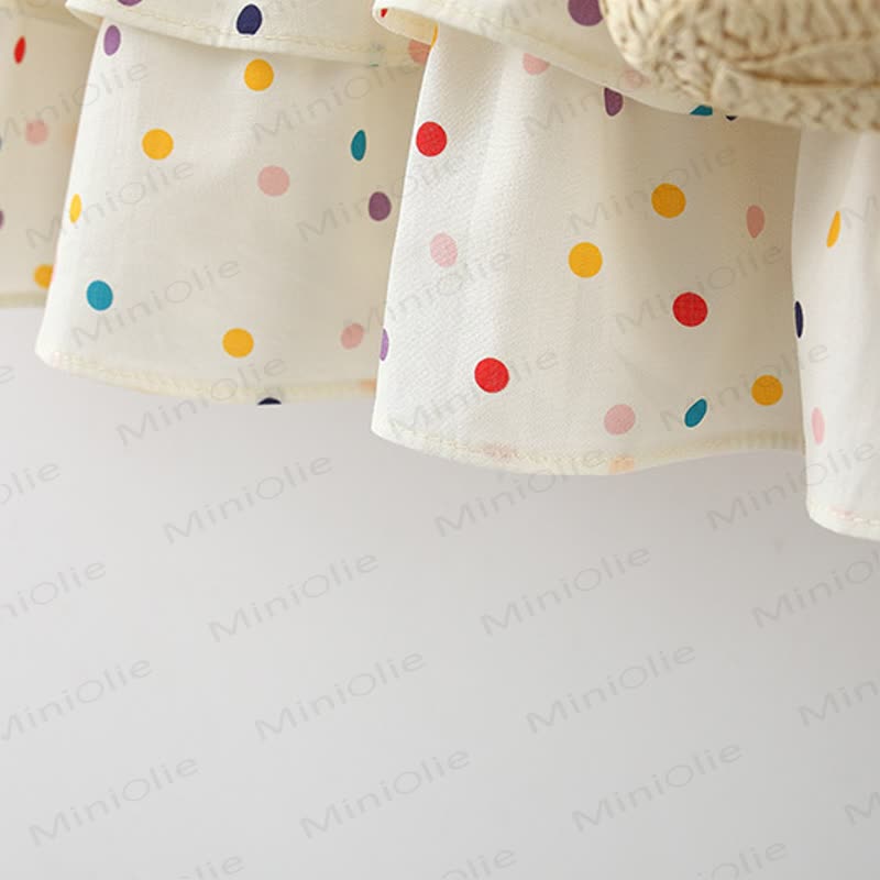 Baby Kleinkind Mädchen-Kleid mit Schleife , Blau kariert , mit Blume / Beige Punkt  - image 12