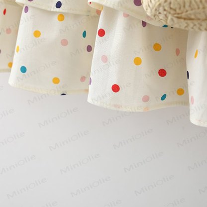 Baby Kleinkind Mädchen-Kleid mit Schleife , Blau kariert , mit Blume / Beige Punkt  - image 12
