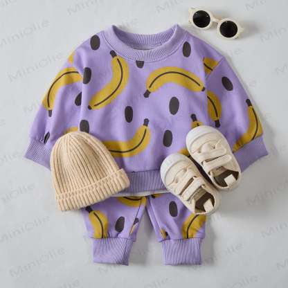 Baby Polka Punkte Bananenlila Sweatshirt 2-teiliges Set - image 2