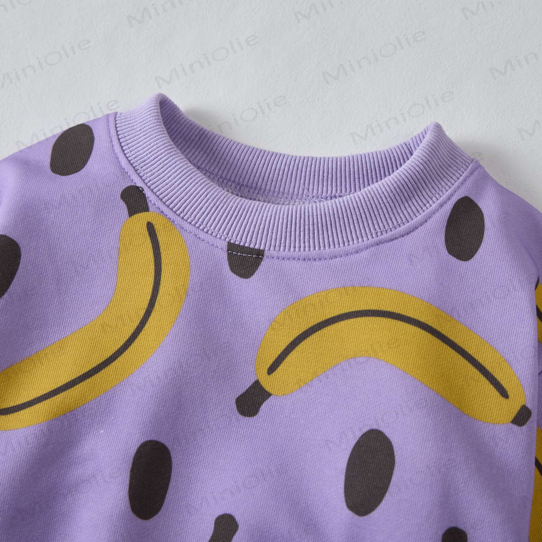 Baby Polka Punkte Bananenlila Sweatshirt 2-teiliges Set - image 3