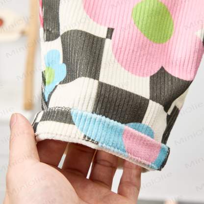 Baby Kleinkind Schachbrett und Bunt Blumen  - image 4