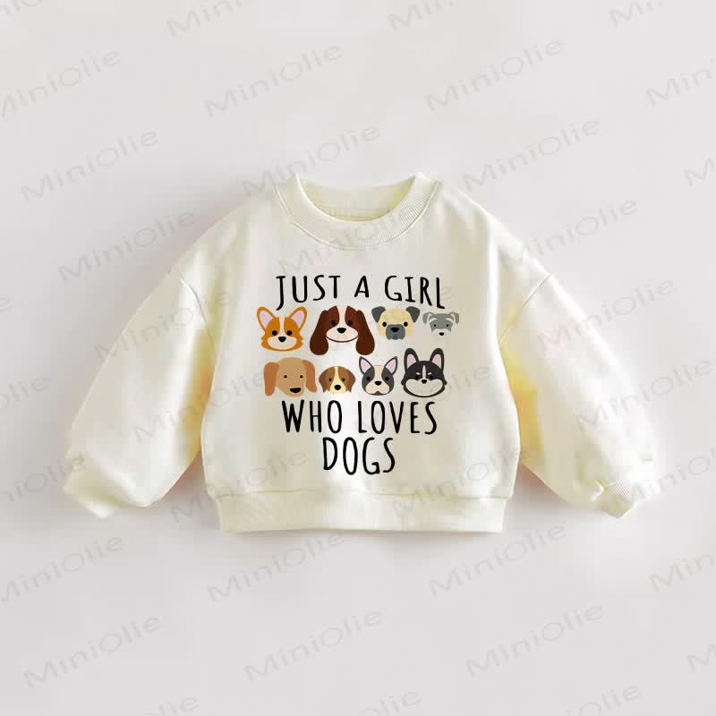 Baby Kleinkind - Sweatshirt „JUST A GIRL WHO LOVES DOGS“ in Beige - Creme - 3-5J - image 1