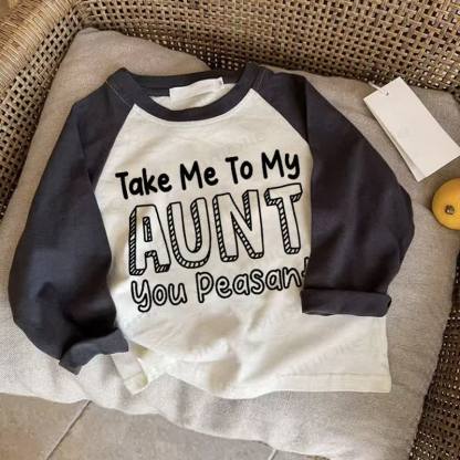 TAKE ME TO MY AUNT, YOU PEASANT! Baby Raglan- Spitze in Dunkelgrau - Drak Gray - 2-3J - image 1