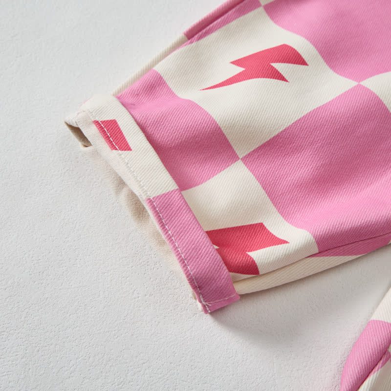 Baby Kleinkind Overalls in Rosa mit Schachbrett und Blitzmuster - image 6