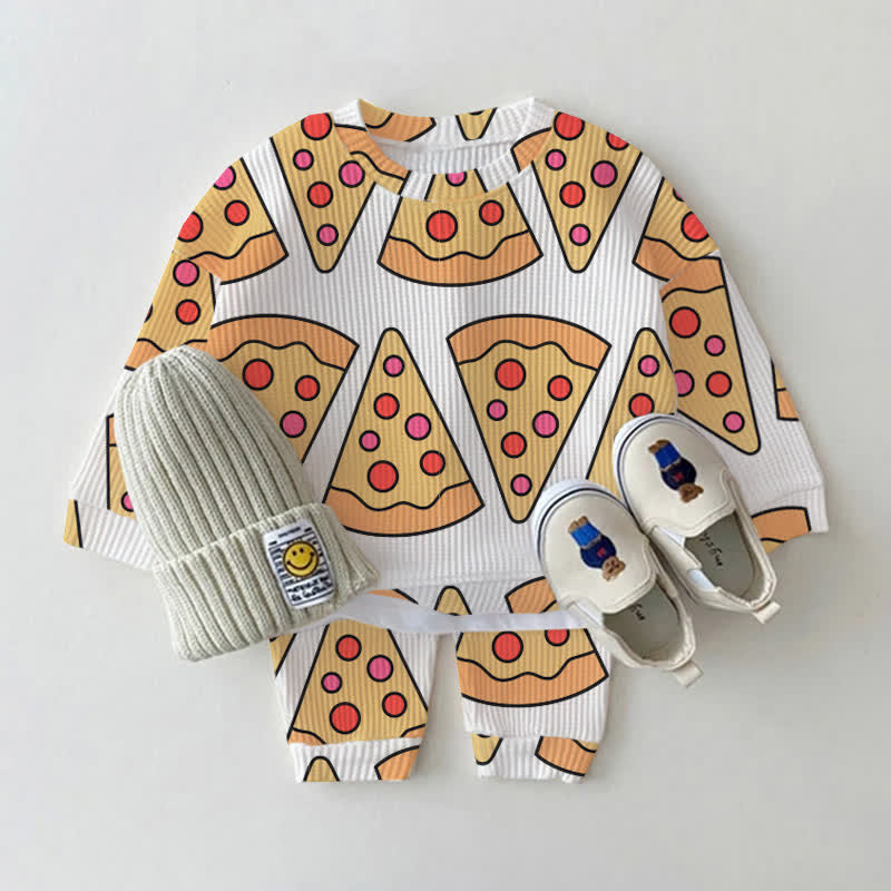 Baby Kleinkind Pizza- Waffel 2-teiliges Beige Set - image 1