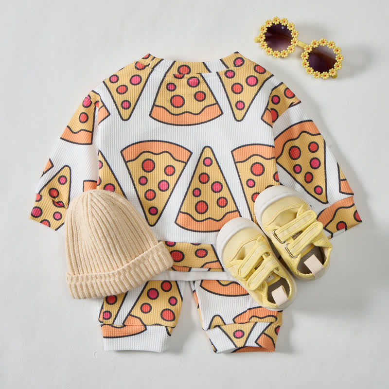 Baby Kleinkind Pizza- Waffel 2-teiliges Beige Set - image 3