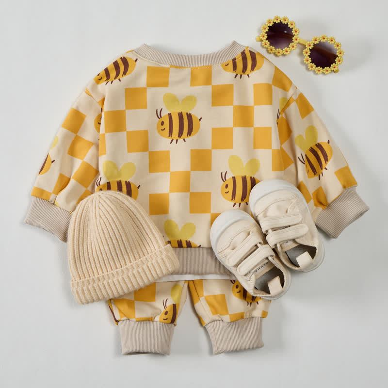 Baby Beige Plaid Biene 2-teiliges Set - image 3