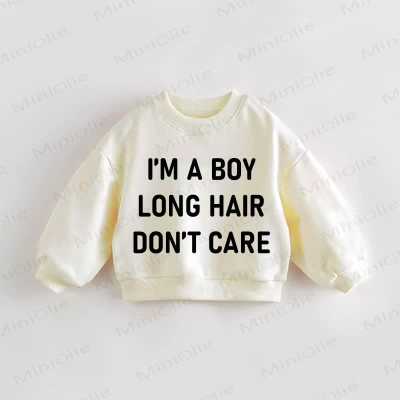 I'M A BOY LONG HAIR DON'T CARE – Baby Kleinkind - Sweatshirt in Creme - Creme - 3-5J - image 1