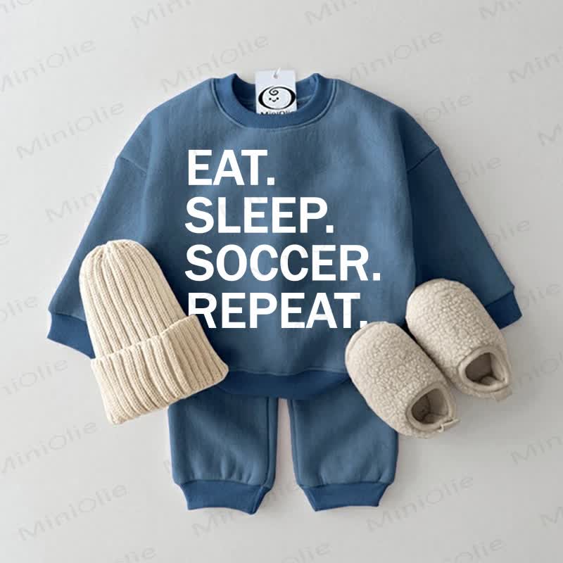 EAT. SLEEP. SOCCER. REPEAT. Baby Sweatshirt - Set , 2-teilig , Blau - Blau - 2-3J - image 1