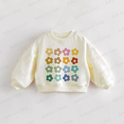 Baby Kleinkind Sweatshirt mit Bunt Blumen in Beige - Creme - 3-5J - image 1