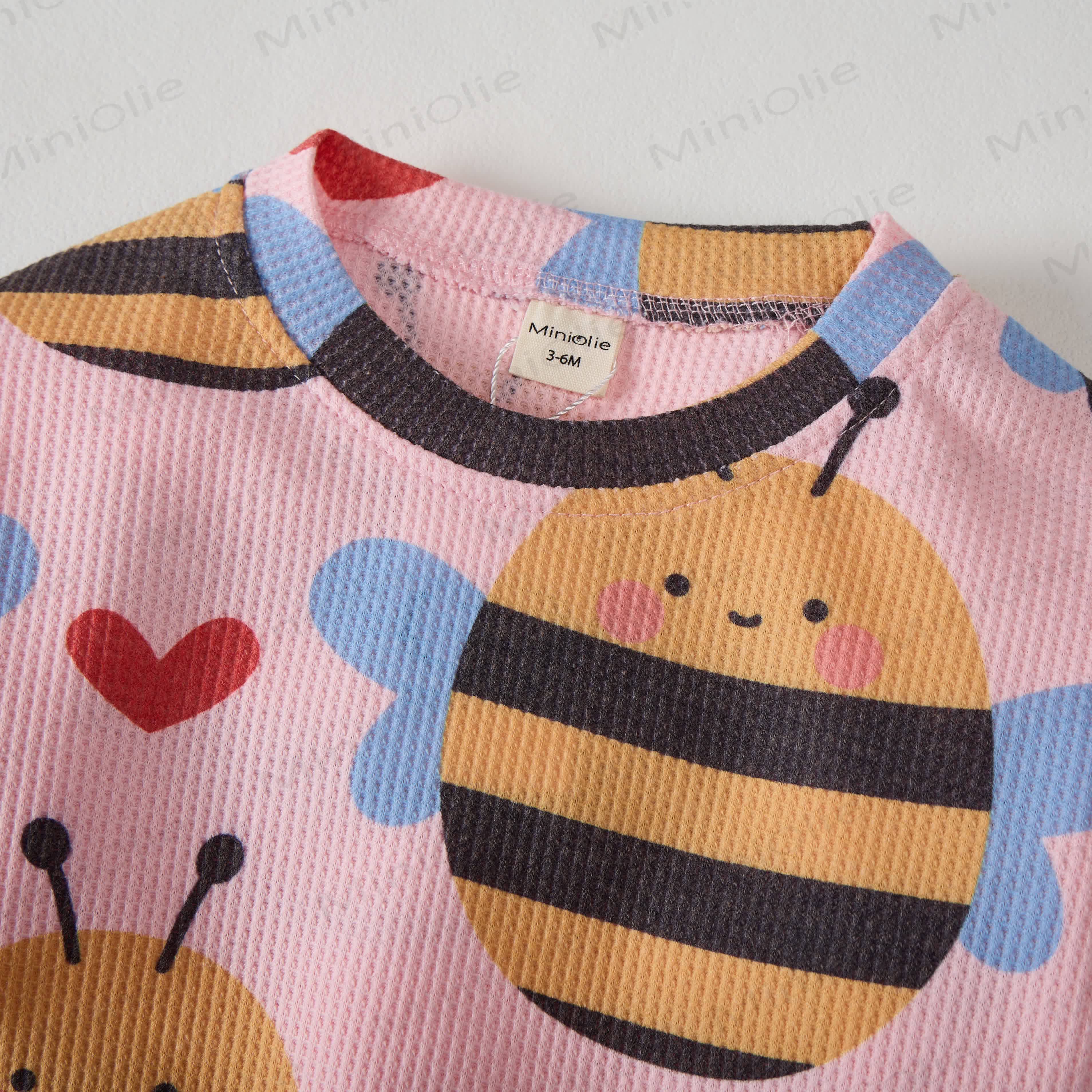 Baby Waffel Lovely Biene Rosa Sweatshirt 2-teiliges Set - image 2