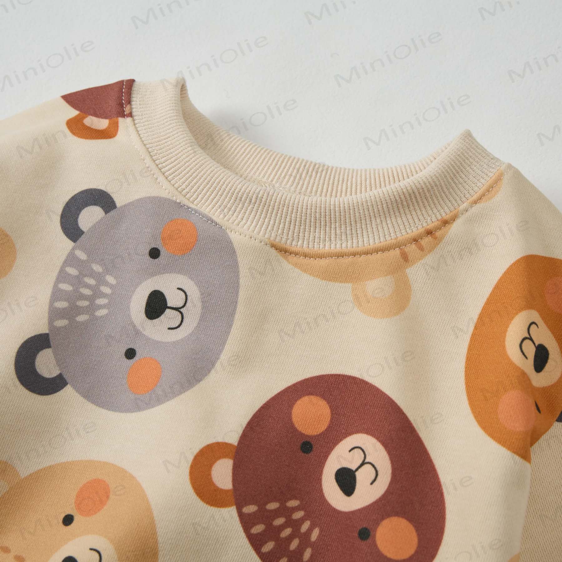 Baby Sweatshirt mit Bär , Mehrfarbig, beige, 2- Beige Set - image 2