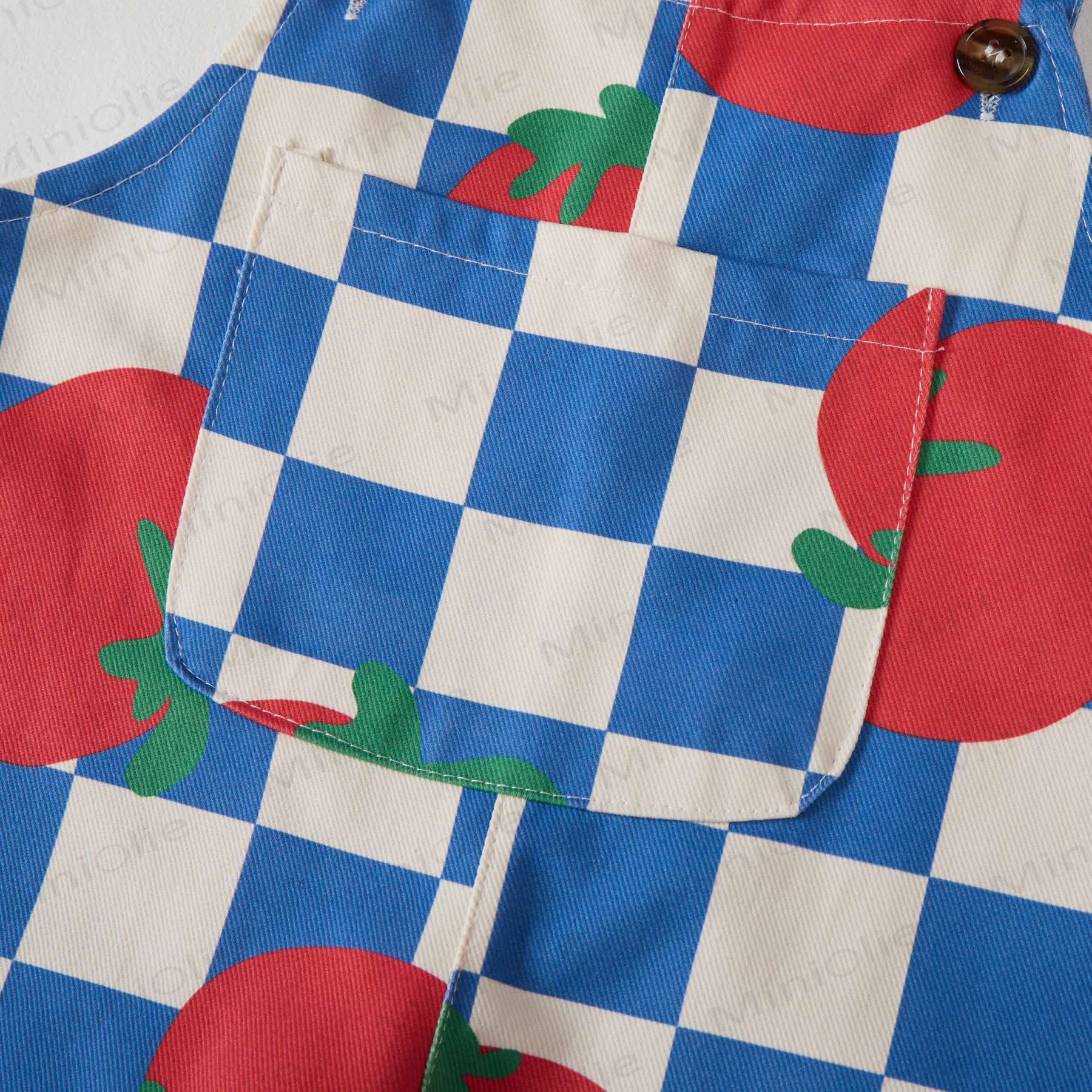 Baby Kleinkind Schachbrett Tomaten Weiße Overalls - image 3