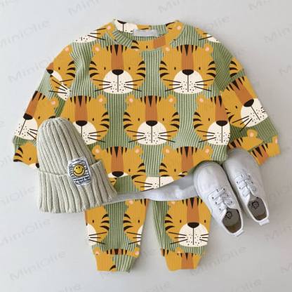 Baby Waffel Löwin Sweatshirt 2-teiliges Set - Grün - 18-24M - image 1