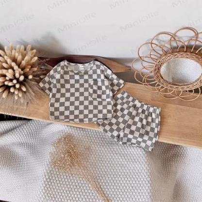 Baby Plaid Waffel T-Stück und Shorts , 2-teiliges Set - image 3