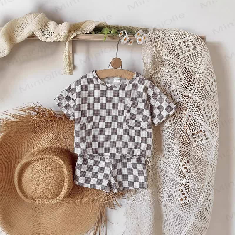 Baby Plaid Waffel T-Stück und Shorts , 2-teiliges Set - image 4