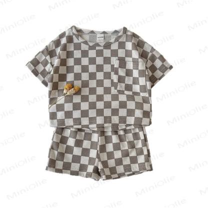 Baby Plaid Waffel T-Stück und Shorts , 2-teiliges Set - image 11
