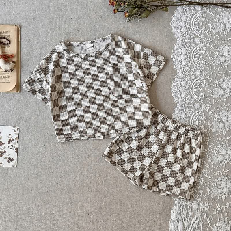 Baby Plaid Waffel T-Stück und Shorts , 2-teiliges Set - image 6