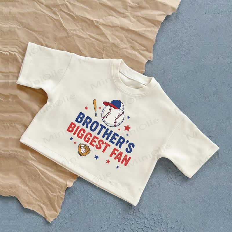 Baby Sommer Freizeit-T-Shirt „BROTHER'S BIGGEST FAN“ - Weiß - 2-3J - image 1