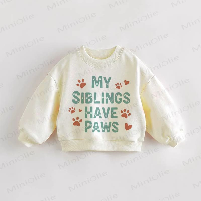 MY SIBLINGS HAVE PAWS Baby Kleinkind Sweatshirt - Creme - 3-5J - image 1