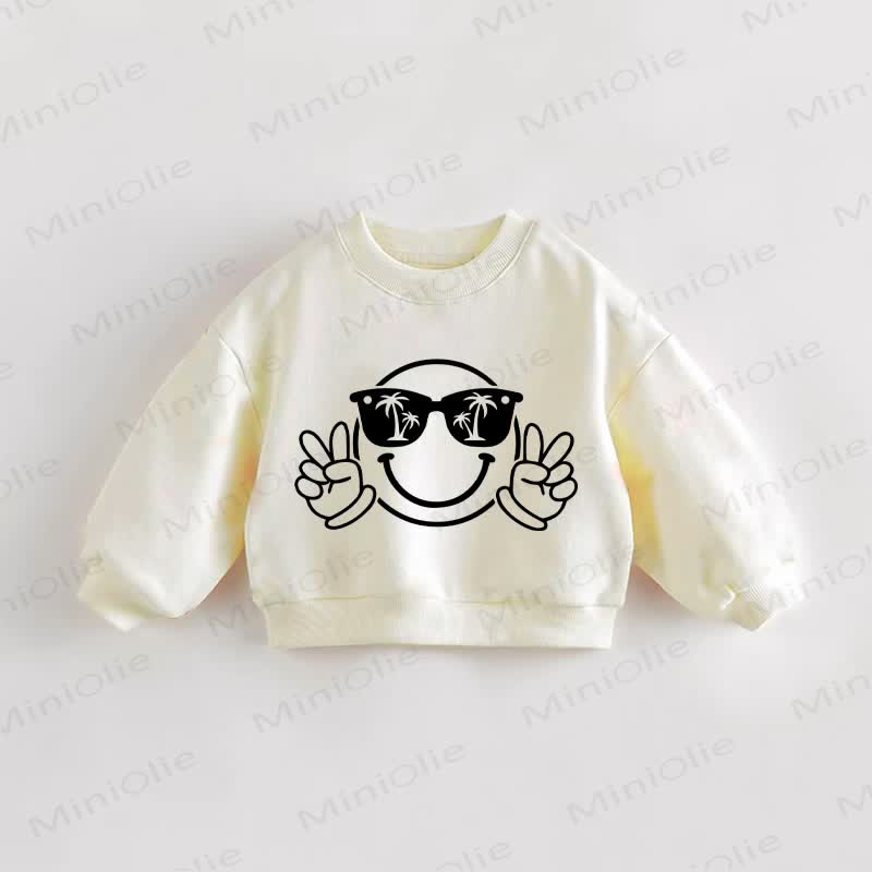 Baby Kleinkind Cool Smile Face Beige Sweatshirt - Creme - 3-5J - image 1