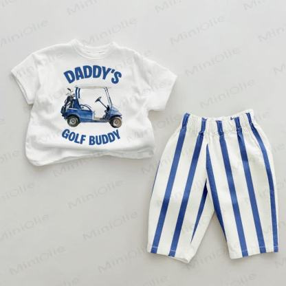 DADDY'S GOLF BUDDY Baby Streifen 2-teiliges Set - Weiß & Blau - 2-3J - image 1