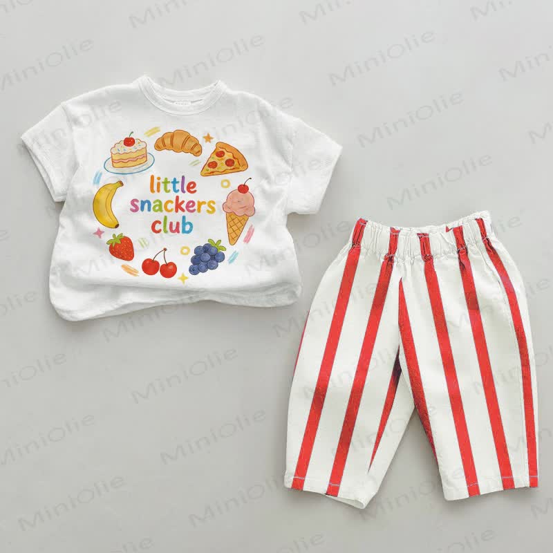LITTLE SNACKERS CLUB Baby Set mit vertikalen Streifen , 2-teilig - Weiß & Rot - 2-3J - image 1