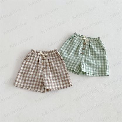 Baby Kleinkind Shorts mit Plaid und Kordelzug - Braun - 5-7J - image 1