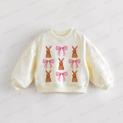 Baby Kleinkind Rosa Schleife Hase Beige Sweatshirt - Creme - 3-5J - image 1