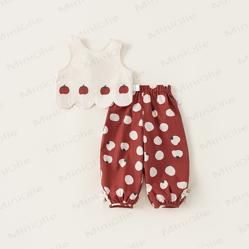 Tomatenfarbenes Tanktop und Hose Set für Kleinkind-Mädchen - Aprikose & Rot - 8Y - image 1