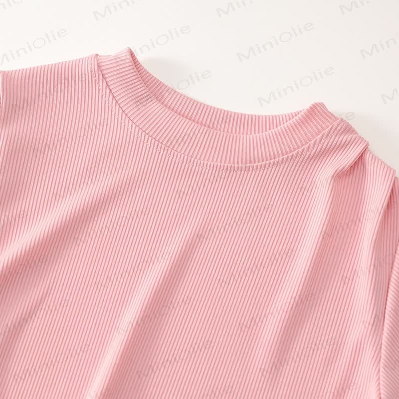 Zweiteiliges Set aus Stricken Kurzarm- Spitze und ausgestellter Hose für Kleinkind - image 5