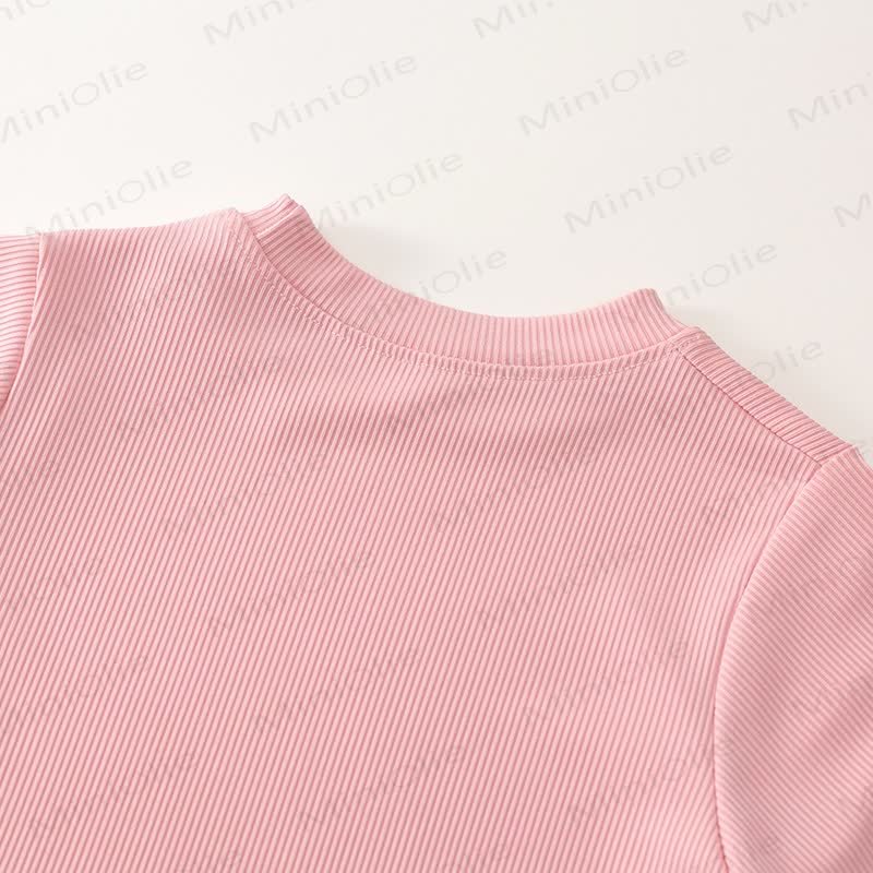 Zweiteiliges Set aus Stricken Kurzarm- Spitze und ausgestellter Hose für Kleinkind - image 4