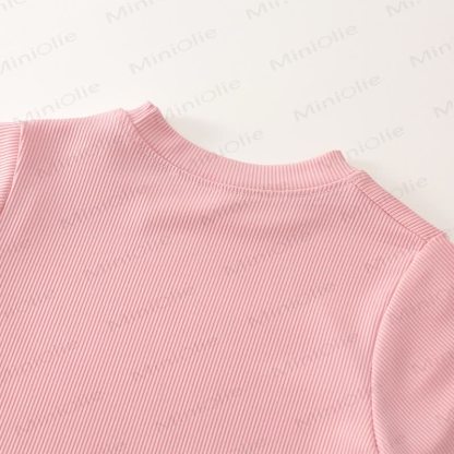 Zweiteiliges Set aus Stricken Kurzarm- Spitze und ausgestellter Hose für Kleinkind - image 4