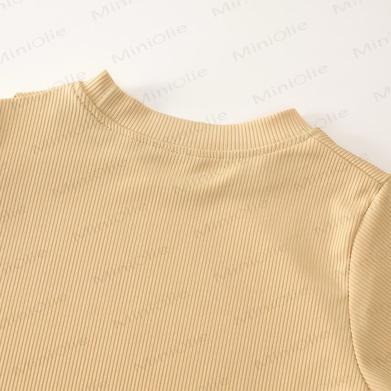 Zweiteiliges Set aus Stricken Kurzarm- Spitze und ausgestellter Hose für Kleinkind - image 11