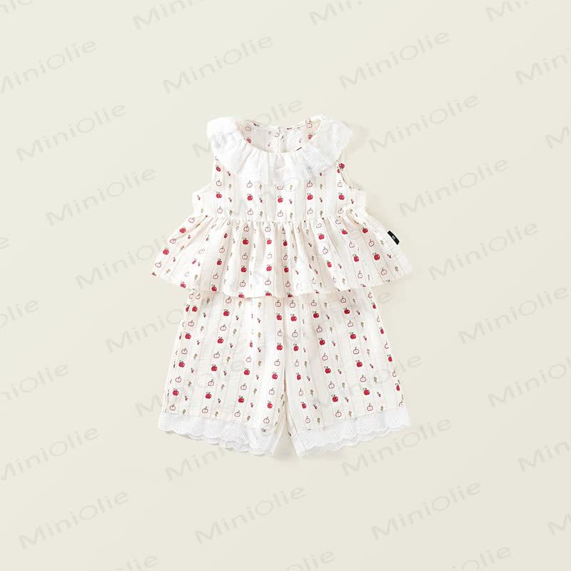 2-teiliges Set aus Blumen Tanktop und langer Hose für Kleinkind - Weiß - 10Y - image 1