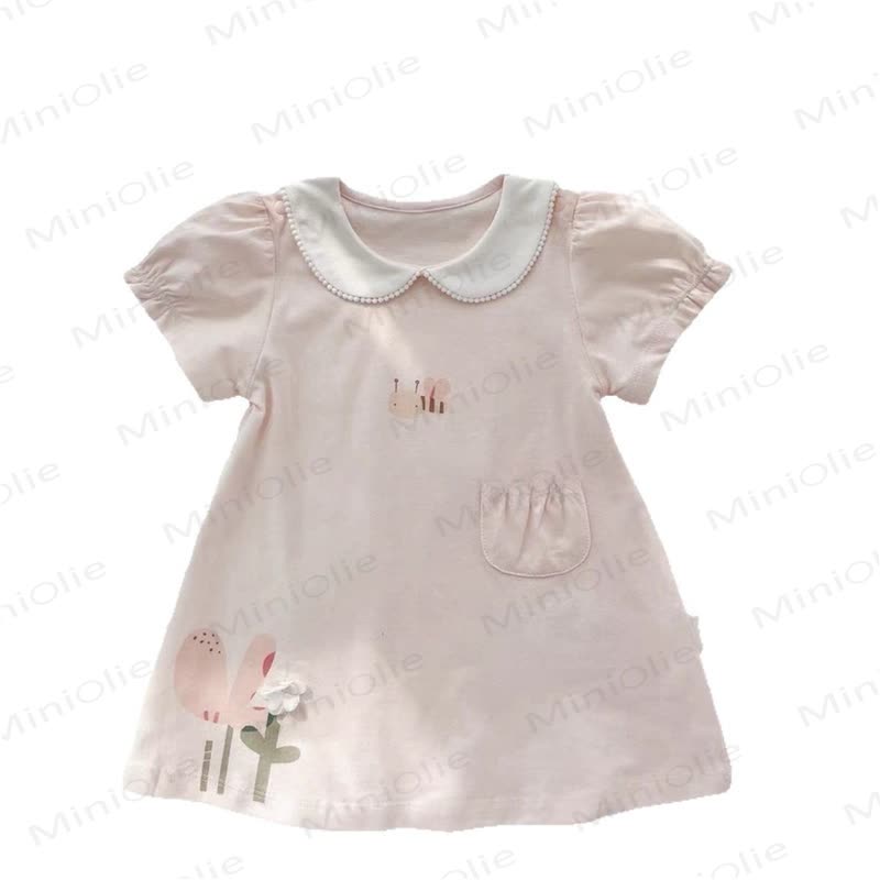 Baby Kleinkind -Mädchen-Kleid mit Peter-Pan-Kragen und Biene - Rosa Biene - 3-5J - image 4